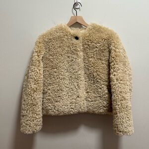 Rag & Bone Sabrina faux fur coat cropped shearling jacket beige glam winter cute